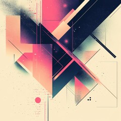 Poster - Abstract geometric composition featuring pink blue and beige tones