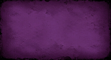 Poster - Purple background texture paper or banner design in deep purple color with watercolor paint stains and black vintage border grunge