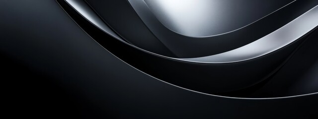 Aufkleber - Minimalist black background with futuristic shapes and lines. Banner template with white space in the center for text. Ideal for tech-related projects, innovative designs, and digital artworks.