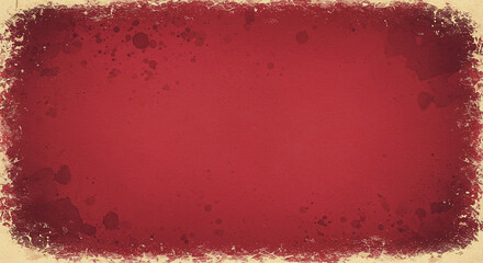 Poster - Rich red background texture, painted watercolor textured banner with elegant holiday color and old vintage paint spatter and dirty grunge border design