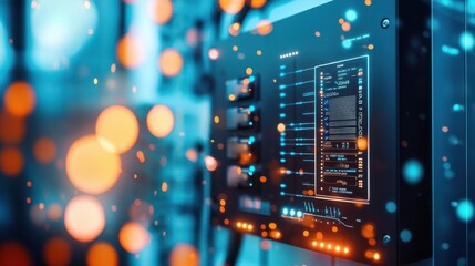 Poster - Futuristic Digital Dashboard Displaying Data and Analytics in an Advanced Technology System