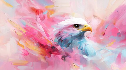 Poster - Vibrant Abstract Painting of Majestic Raptor Bird in Fiery Colors
