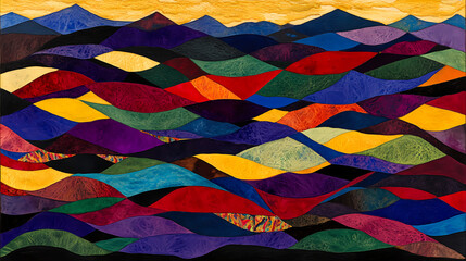 Poster - Vibrant waves of color abstract landscape art piece artistic environment overhead view expression of emotion
