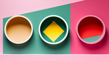 Poster - Abstract geometric shapes modern art gallery digital artwork vibrant colors aesthetic viewpoint visual impact
