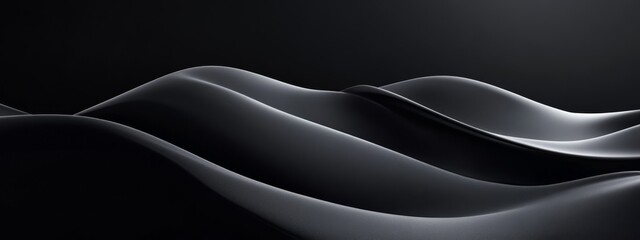 Aufkleber - Minimalist black background with minimalist curves and lines. Banner template featuring white space in the center for text. Ideal for abstract minimalist wallpaper and modern web design.