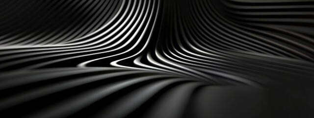 Aufkleber - Minimalist black background with minimalist curves and lines. Banner template featuring white space in the center for text. Ideal for abstract minimalist wallpaper and modern web design.