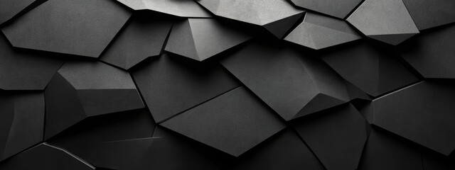 Aufkleber - Minimalist black background with minimalist triangles and polygons. Banner template with white space in the center for text. Perfect for modern designs, digital ads, and creative marketing materials.