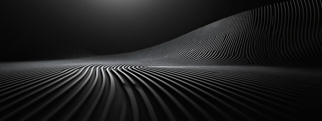 Aufkleber - Minimalist black background with parallel lines for design, banner template. Featuring white space in the center of the page for text. Ideal for geometric abstract wallpapers with an elegant touch.