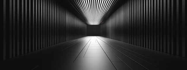 Aufkleber - Minimalist black background with parallel lines for design, banner template. Featuring white space in the center of the page for text. Ideal for geometric minimalist wallpapers with an elegant touch.