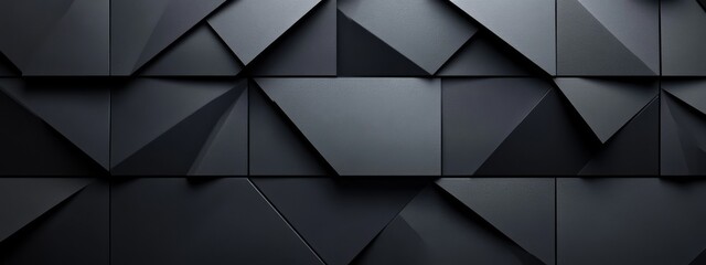Aufkleber - Minimalist black background with sharp angles and triangles. Banner template with white space in the center for text. Perfect for sleek advertisements, modern websites, and digital projects.
