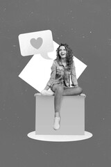 Leinwandbilder - Creative photo 3d collage artwork poster postcard of happy woman announced good news ukraine victory peace isolated on painting background