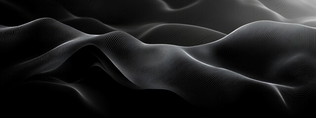 Aufkleber - Minimalist black background with swirling lines for design, banner template. Featuring white space in the center of the page for text. Ideal for geometric abstract wallpapers with a contemporary touch