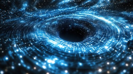 Poster - A stylized depiction of a black hole with swirling energy