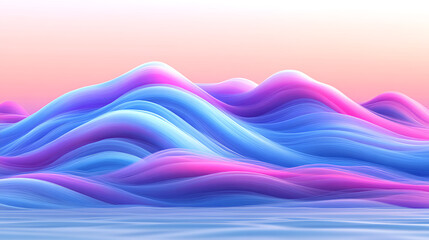Poster - Fluid waves of color creating abstract art in serene environment digital creation vibrant viewpoint