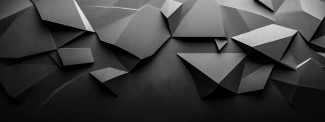 Aufkleber - Minimalist black background with triangular motifs for design, banner template. Featuring white space in the center of the page for text. Ideal for geometric minimalist wallpapers with a modern touch.