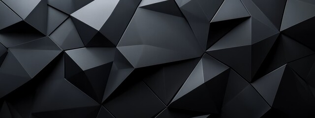 Aufkleber - Minimalist black background with triangular motifs for design, banner template. Featuring white space in the center of the page for text. Ideal for geometric minimalist wallpapers with a modern touch.