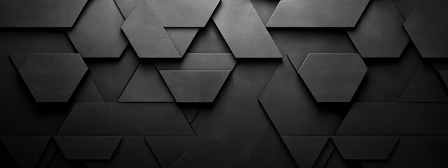 Aufkleber - Minimalist black background with triangular patterns. White space in the center for text. Geometric minimalist wallpaper.