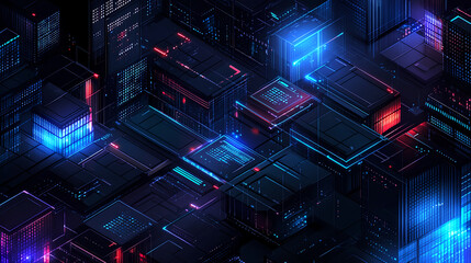 Poster - futuristic cityscape visualization digital realm abstract art urban environment aerial perspective t