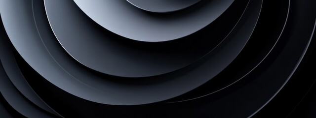 Aufkleber - Minimalist circles and curves for design. Banner template with white space in the center on a black background. Suitable for minimalist websites, posters, and clean, modern advertisements.