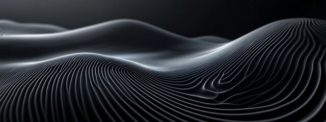 Aufkleber - Minimalist curves and lines for design. Banner template with white space in the center on a black background. Perfect for minimalist websites, clean advertisements, and modern presentations.