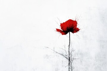 Wall Mural - Elegant red flower blooms on a textured white background