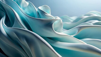 Poster - Silky waves dance in shades of blue under soft ethereal light, capturing the essence of tranquility and elegance in motion. Generative AI