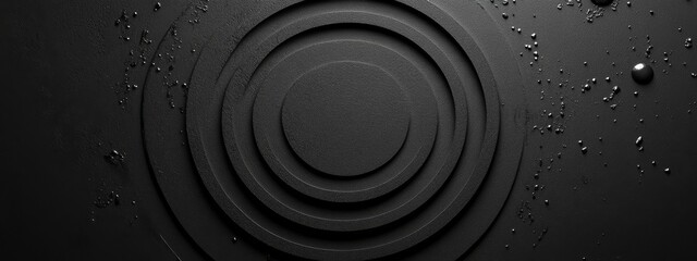 Aufkleber - Modern black background with circles and lines for design. Banner template with white center text area. Ideal for contemporary designs.