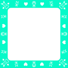 Wall Mural - green square frame with cute rabbit on surround