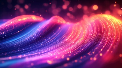 Poster - Colorful waves of light and sparkles creating a dreamy abstract background for creative designs