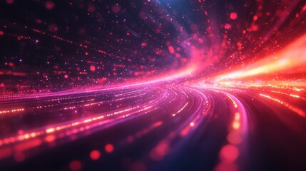 Fototapete - Vibrant abstract light trails with colorful particles creating a dynamic motion effect