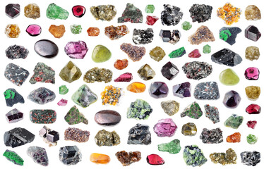 Wall Mural - natural specimens of uncut garnet rocks cutout