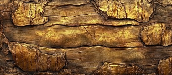 Wall Mural - Golden bark background with richly textured wooden logs positioned horizontally, creating a rustic natural aesthetic in warm earthy tones.