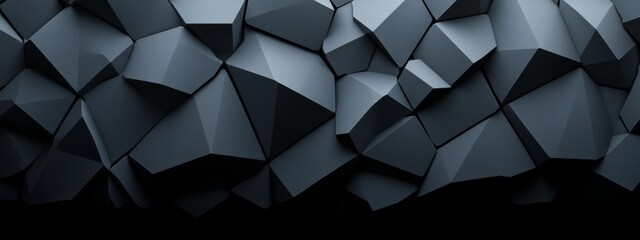 Aufkleber - Sharp black triangles and polygons on a dark background. Geometric pattern for banner template with white space in the center for text. Minimalist wallpaper with copy space.