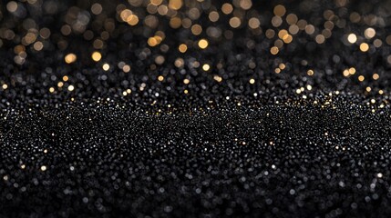 Poster - Sparkling gold glitter on black background, festive backdrop