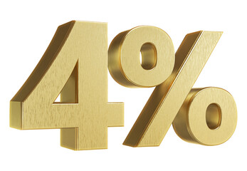 Wall Mural - 4 Percent Off Sale Sign Golden 3D Number Discount