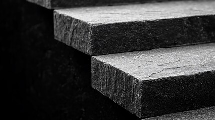 Poster - Stone steps ascending, dark background, architecture detail, design texture