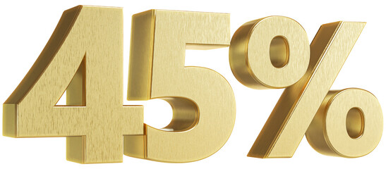 Wall Mural - 45 Percent Off Sale Sign Golden 3D Number Discount