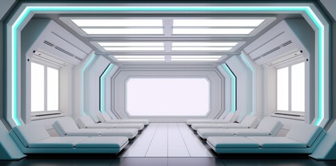 Poster - Modern Minimalist Interior with Futuristic Design and Soft Lighting