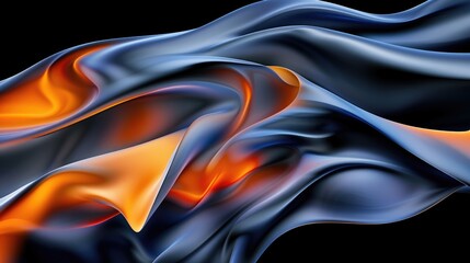 Poster - Flowing Abstract Design with Orange and Blue Color Gradients