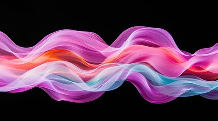 Poster - Colorful Abstract Waves of Light Flowing Smoothly on Black Background