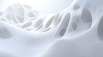 Wall Mural - Abstract white structure with repeating hole patterns and soft shadows