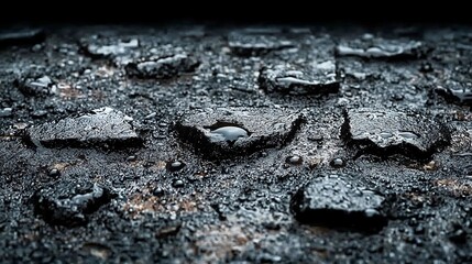 Poster - Wet dark stone texture, close-up; background blurred; ideal for design