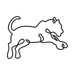Poster - continuous one line drawing tiger silhouette.beautiful adult tiger..line isolated minimal logo.line 