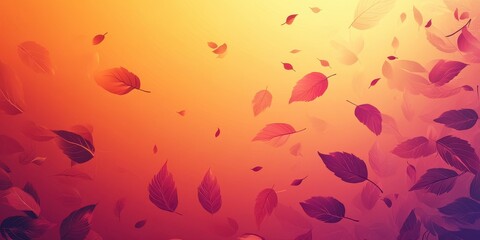 Wall Mural - Falling colorful leaves in autumn floating with a warm background