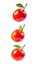 Wall Mural - flying fresh acerola fruit isolated on transparent white background, clipping path