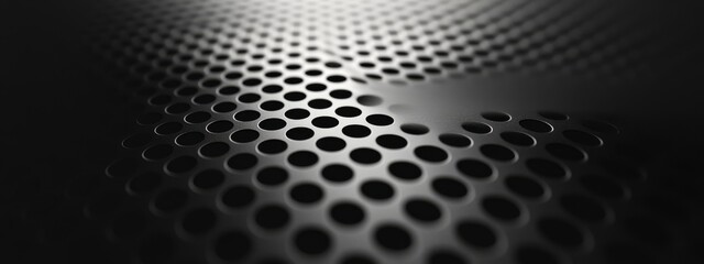 Wall Mural - stylish black background with grids and mesh for design, featuring white space in the center for tex