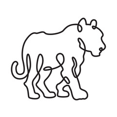 Poster - continuous one line drawing tiger silhouette.beautiful adult tiger..line isolated minimal logo.line 