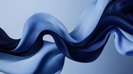 Wall Mural - Flowing fabric in shades of blue creates abstract art