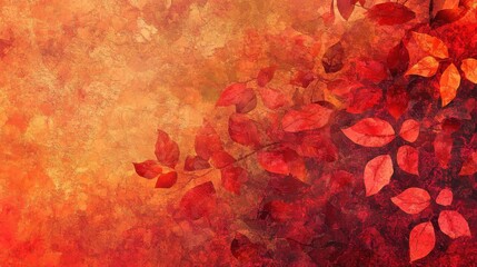Wall Mural - warm autumnal colors create abstract depiction of leaves and branches