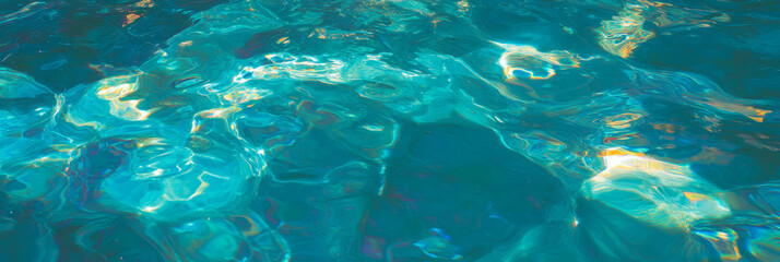Poster - Vibrant aquamarine water with gentle ripples and sparkling highlights for a stunning background